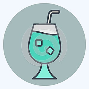 Icon Qour. related to Cocktails,Drink symbol. color mate style. simple design editable. simple illustration