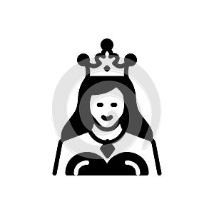 Black solid icon for Queen, highness and crown photo