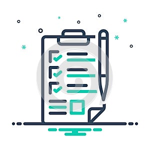 Black line icon for Questionnaire, interrogatory and form