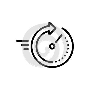 Black line icon for Quick, fast and clock