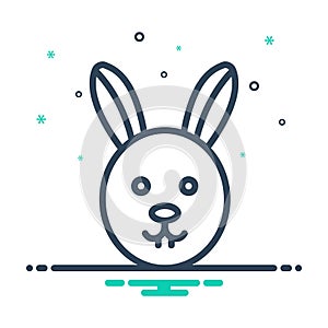 Black mix icon for Rabbit, conejo and face photo