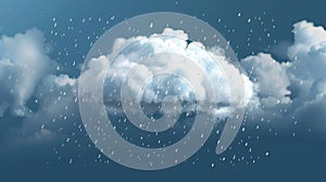 Icon for rainy day weather forecast, wet and chilly day pictogram, isolated on transparent background. Realistic falling