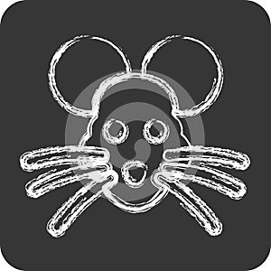 Icon Rat. related to Animal Head symbol. chalk Style. simple design editable