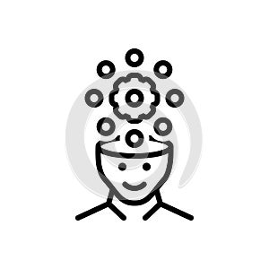 Black line icon for Reasoning, inference and gear