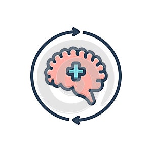 Color illustration icon for Recovery, brain and mind