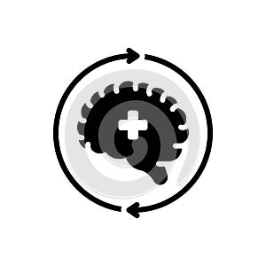 Black solid icon for Recovery, brain and improve photo