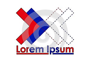 Icon - Red and Blue Arrows Lorem Ipsum sign