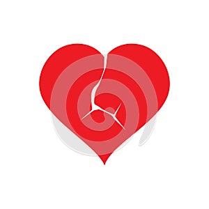 Icon of a red broken heart. Vector illustration.