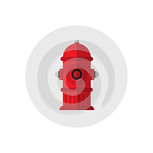 Icon red fire hydrant. Single silhouette fire equipment icon. Vector illustration. Flat style.