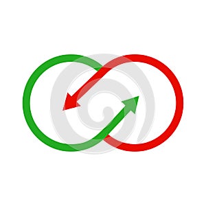 Icon with red green arrows reload. Vector illustration.