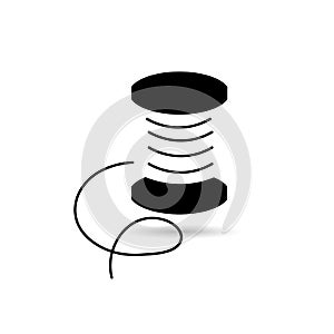 Icon reel of thread black on a white background.