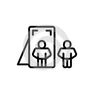 Black line icon for Reflection, image and glass