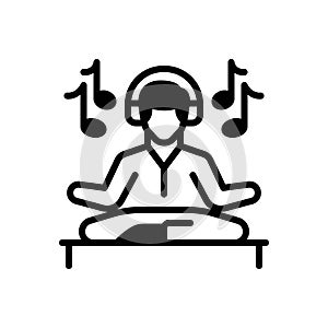 Black solid icon for Relaxation, mental repose and stree photo