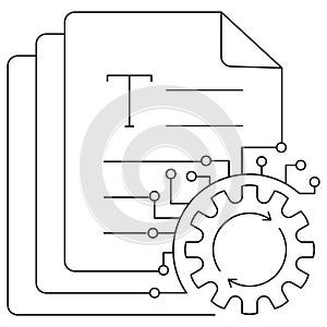 Icon representing document automation, digital text processing