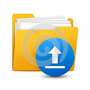 Icon representing file upload or document transfer to cloud storage system