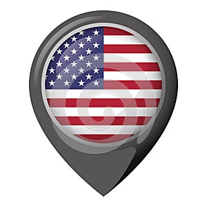 Icon representing location pin with the USA flag