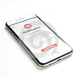 Mobile notification isolated on white background