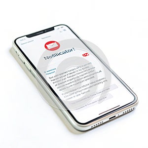 Mobile notification isolated on white background