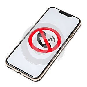 Phone rejected call sign icon isolated on white background photo