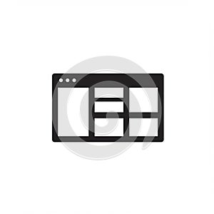 Icon representing a web page layout. Features a rectangular shape with a grid of