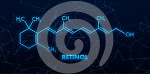 Icon with retinal formula. Retinal true vitamin A , formula C20H30O