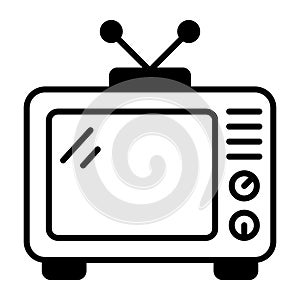 An icon of retro television, vintage tv in editable style