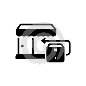 Black solid icon for Return, shop and exchange