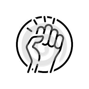 Black line icon for Revolution, punch and socialism