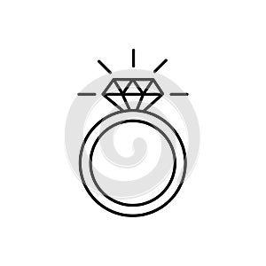 icon of ring with diamond. Icon of wedding ring. Vector illustration. EPS 10.