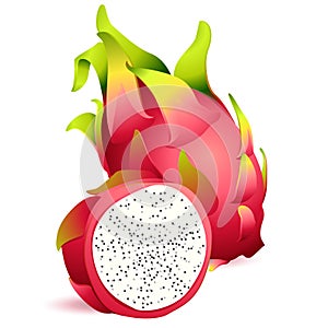 Icon of Ripe exotic dragonfruit with slice photo