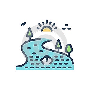 Color illustration icon for Rivers, water and ocean