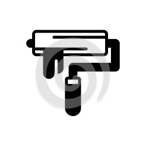 Black solid icon for Roller, painting and brush