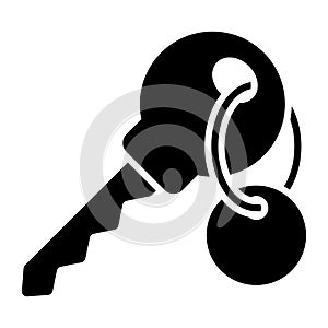 An icon of room key, keyring attached to key editable vector