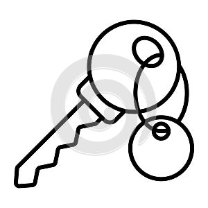 An icon of room key, keyring attached to key editable vector