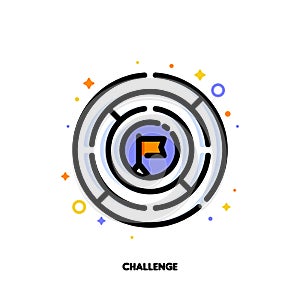 Icon of round labyrinth or maze for business challenge concept