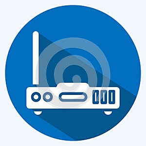 Icon Router. suitable for Computer Components symbol. long shadow style. simple design editable. design template vector. simple