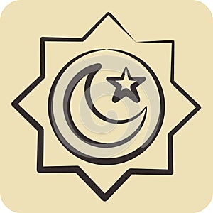 Icon Rub el Hizb. related to Ramadan symbol. hand drawn style. simple design editable. simple illustration