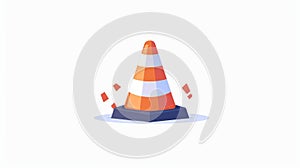 Icon for safety cones on the road. Caution, warning sign with striped symbol, security pyramid for marking safe