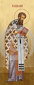 Icon of Saint Basil the Great on a Golden background