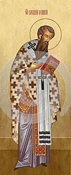 Icon of Saint Basil the Great on a Golden background photo