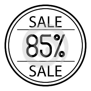 Icon sales with percent on a white background. 85