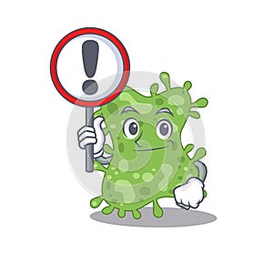 An icon of salmonella enterica cartoon design style with a sign board photo