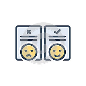 Color illustration icon for Satisfied, feedback and quality
