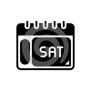 Black solid icon for Saturday, sat and calendar