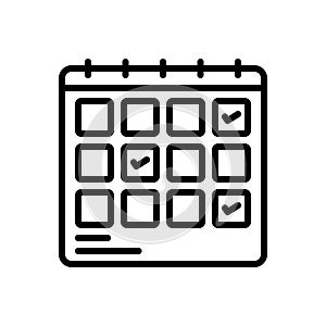 Black line icon for Schedule Planning, planification and project