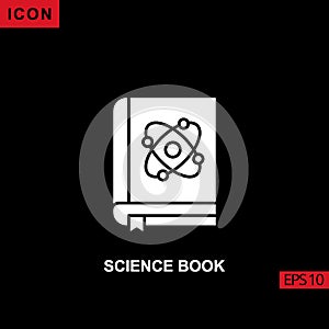 Icon science book with atom nuclear. Filled, glyph or flat vector icon symbol sign collection