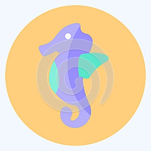 Icon Sea Horse. suitable for Sea symbol. flat style. simple design editable. design template vector. simple symbol illustration