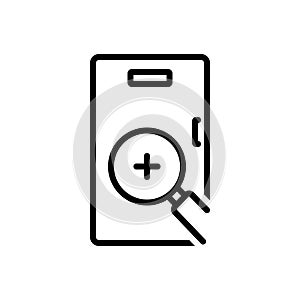 Black line icon for Seek, scrutinize and finding photo