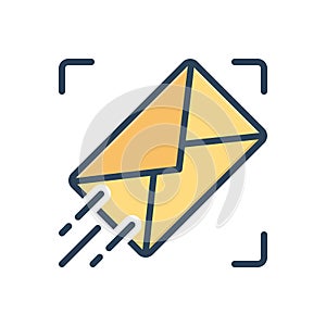 Color illustration icon for Sending, message and mail