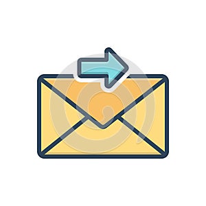 Color illustration icon for Sending, message and sending
